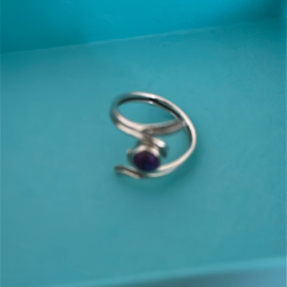 Solid 925 Sterling Silver Purple Copper Gemstone … - image 2